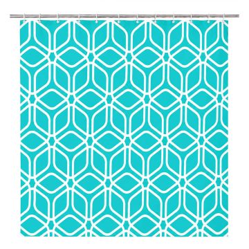 Cortina para baño decorativa verde con ganchos