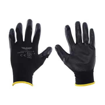 Guante de nylon negro con nitrilo sólido 811-8 JAVASAFETY
