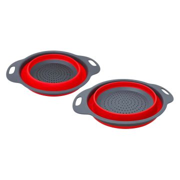 Colador plegable de silicón con asas Rojo