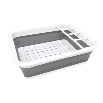 Escurridor plegable para trastes con portautensilios
