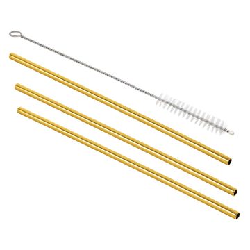 Popotes rectos de acero inoxidable reutilizables 4 piezas con cepillo