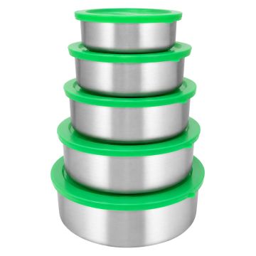 Set de contenedores de acero inoxidable con tapa 5 piezas