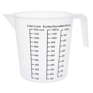 Jarra medidora 1200 ml de plástico transparente