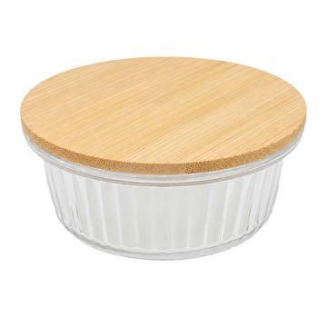 Recipiente de vidrio con tapa de bambú hermética 400 ml