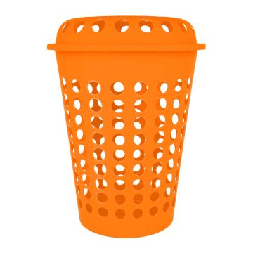 Cesto para ropa plástico con tapa naranja