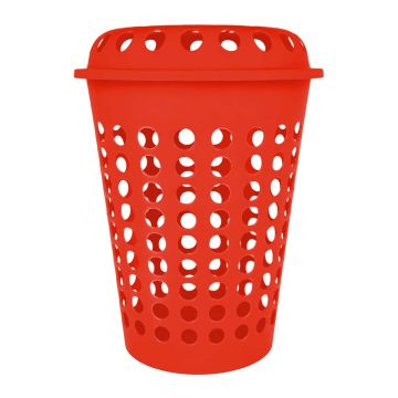 Cesto para ropa plástico con tapa rojo