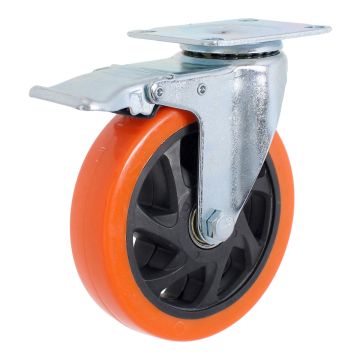 Rodaja placa giratoria con freno 5" X 1" 16636 Rodamil
