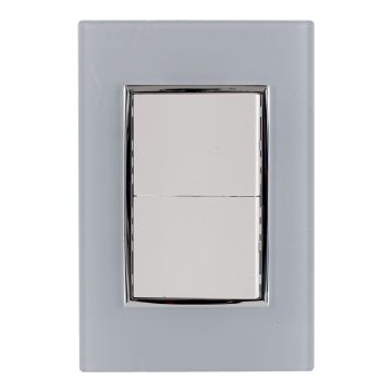 Placa con apagador doble línea Venecia 4475 Sanelec
