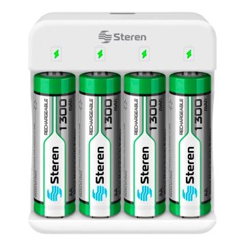 Cargador inteligente de pilas “AA” y “AAA” con 4 pilas AA CRG-016 Steren
