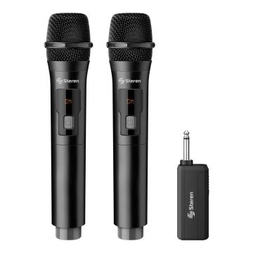 Sistema de 2 micrófonos inalámbricos y receptor, con batería recargable MIC-288R Steren