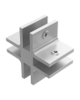 Conector para vidrio cruz con opresores Herralum