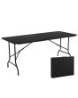 Mesa plegable tipo madera 180 cm negra 12151 Deco Hogar