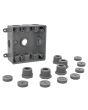 Caja cuadrada no metálica gris 9 orificios roscados de 1/2" o 3/4" CAPC719G ARGOS