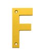 Letra "F" decorativa 83 mm de aluminio dorado