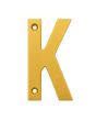 Letra "K" decorativa 83 mm de aluminio dorado
