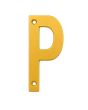 Letra "P" decorativa 83 mm de aluminio dorado