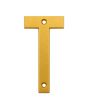 Letra "T" decorativa 83 mm de aluminio dorado