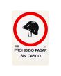 Señalamiento "Prohibido pasar sin casco" 30 x 45 cm
