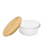 Recipiente de vidrio con tapa de bambú hermética 400 ml