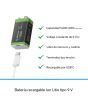 Batería cuadrada recargable USB Li-Ion tipo 9V de 3600 mWh BAT-LI-9V USB Steren
