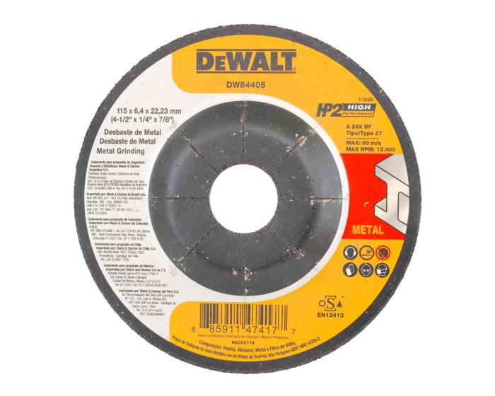 Disco para desbaste de metal 4-1/2" DW84405 DeWalt