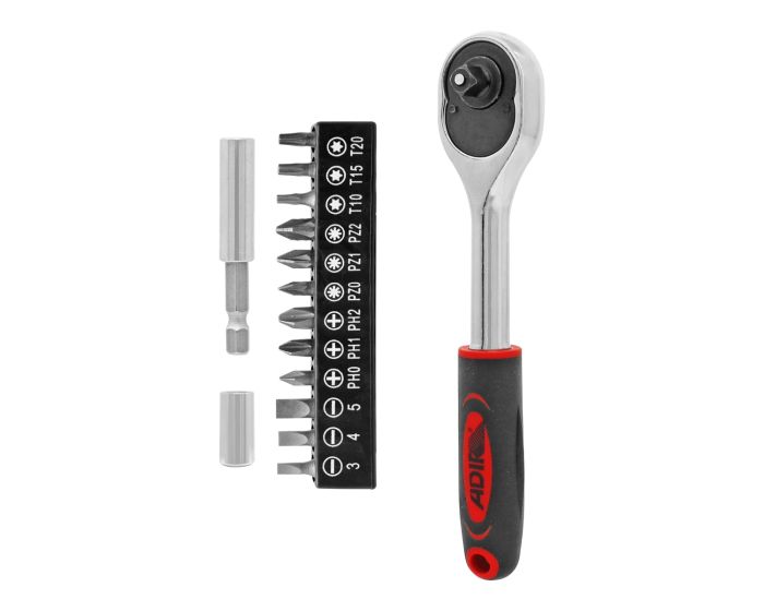 Juego de matraca y puntas mando 3/8" 10618 Adir