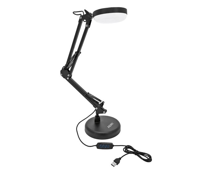 Luminario LED 7W de escritorio 2 en 1 USB negro mate 10773 Adir