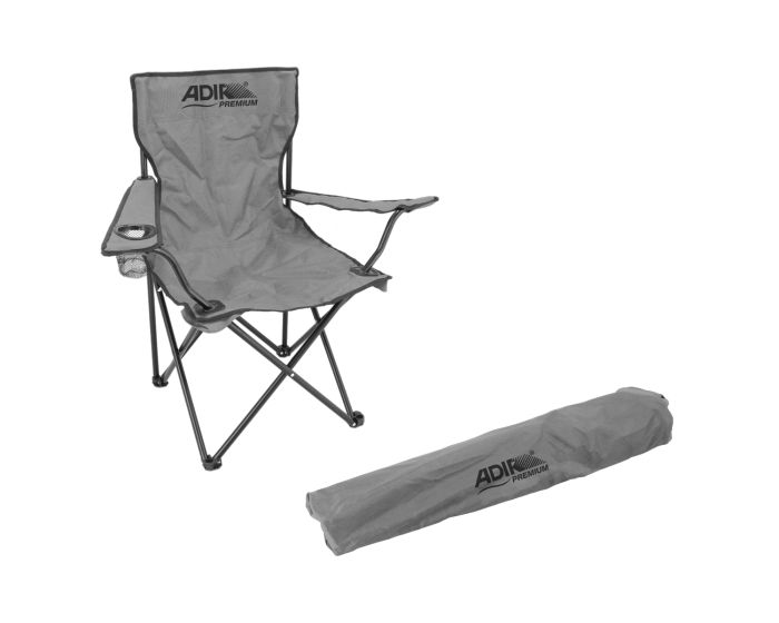 Silla plegable de campismo con portavaso gris 10857 Adir