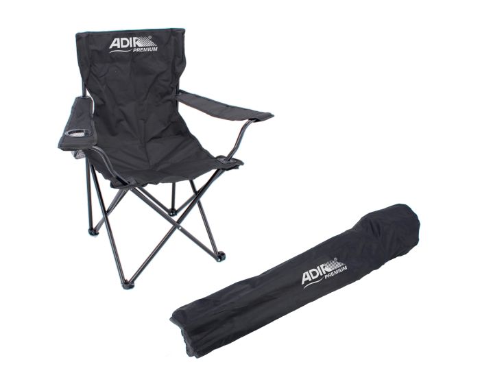 Silla plegable de campismo con portavaso negra 10858 Adir