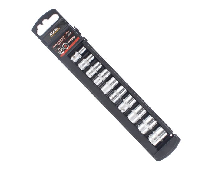 Juego de 10 dados cortos milimétricos mando de 1/4" 10529 Adir