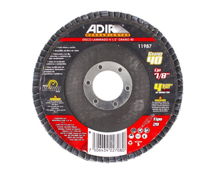 Disco laminado 4-1/2" grano 40 11987 Adir