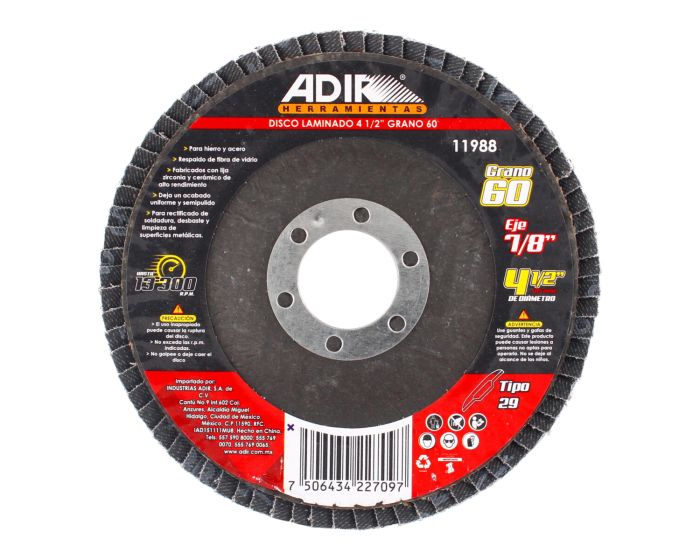 Disco laminado 4-1/2" grano 60 11988 Adir