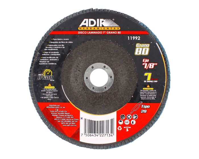 Disco laminado 7" grano 80 11992 Adir