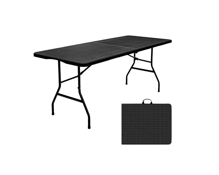Mesa plegable tipo Ratán 180 cm negra 12150 Deco Hogar
