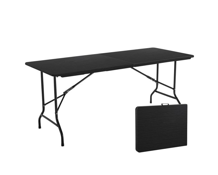 Mesa plegable tipo madera 180 cm negra 12151 Deco Hogar
