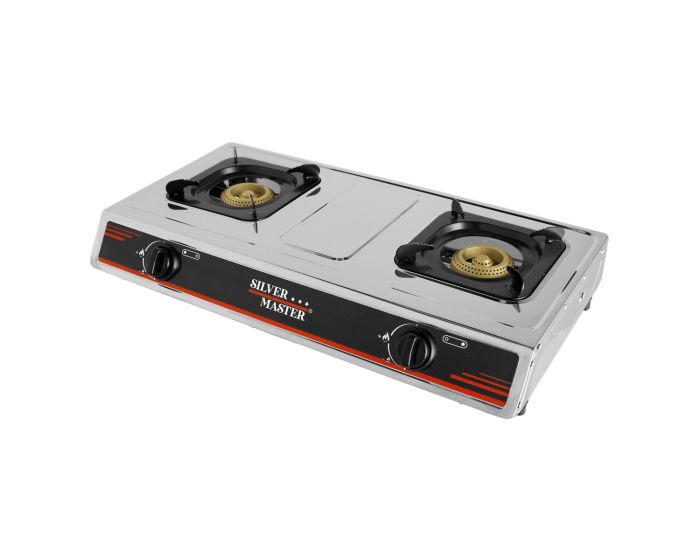 Parrilla de Gas para mesa de 2 quemadores con chispero 12307 Silver Master