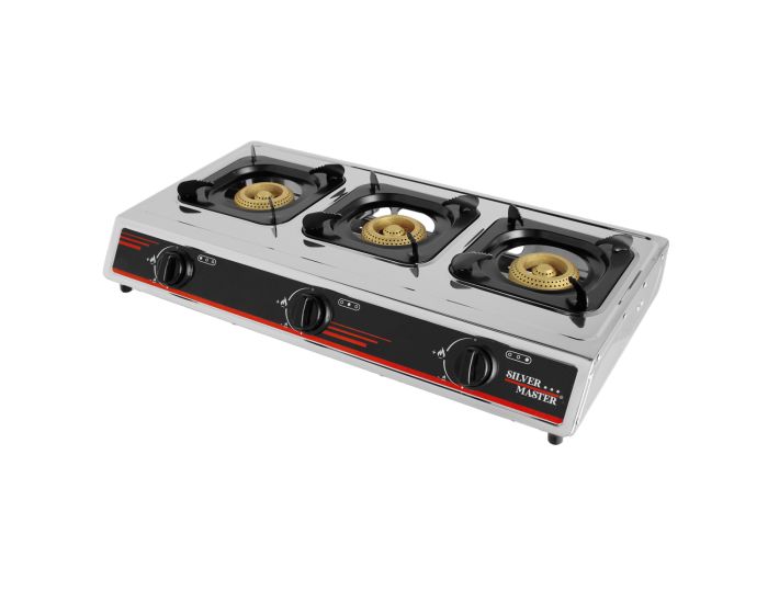 Parrilla de Gas para mesa de 3 quemadores con chispero 12308 Silver Master