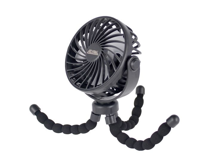 Mini ventilador recargable con Tripie flexible negro 12374 Adir