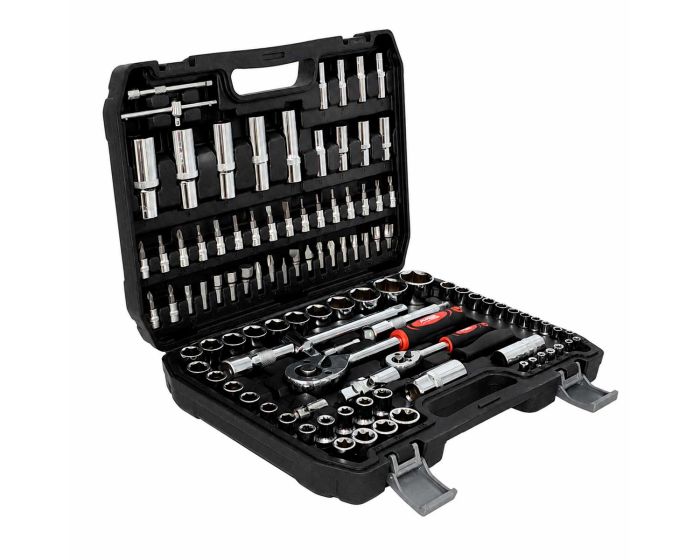 Juego de herramientas mecánicas Autoclé con 108 piezas mandos 1/4" y 1/2" 15217 Adir