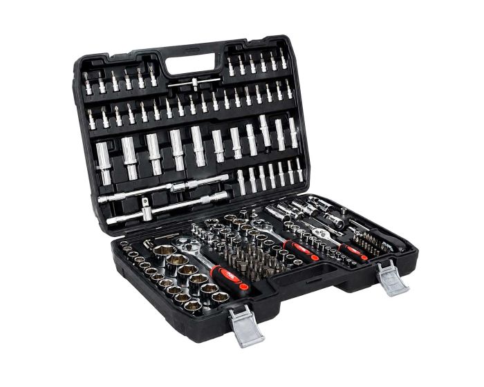 Juego de herramientas mecánicas Autoclé con 172 piezas mandos 1/4", 3/8" y 1/2" 15218 Adir
