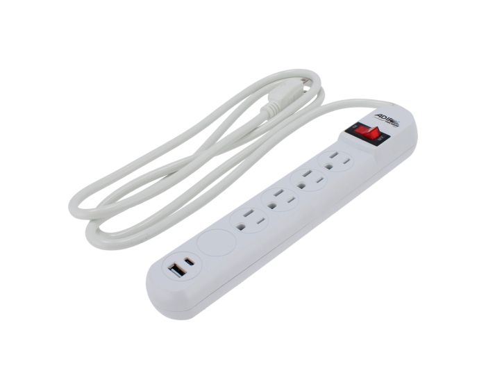 Multicontacto 4 contactos y 2 puertos y supresor de picos USB 15391 Adir