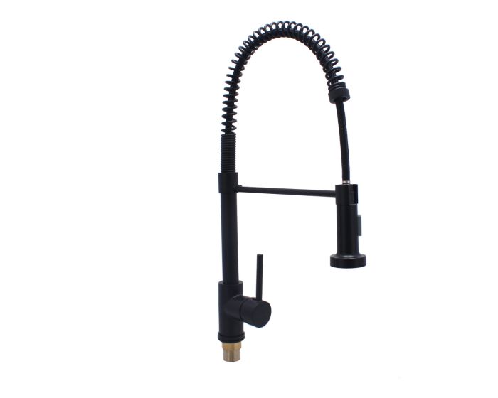 Monomando extraíble para fregadero negro mate 16024 Maxflu