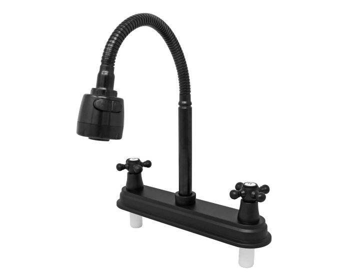 Mezcladora 8" para fregadero cuello flexible negro 16041 Maxflu