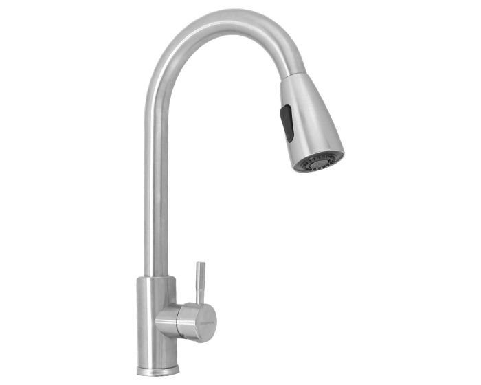 Mezcladora monomando para fregadero plata satinado 16062 Maxflu