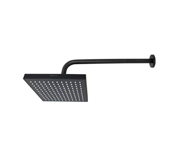 Regadera cuadrada 8" de ABS negro mate 16130 Maxflu
