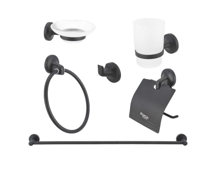 Juego de accesorios para baño negro mate 16250 Maxflu