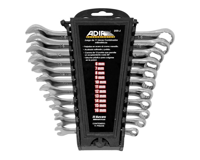 Llaves combinadas milimétricas 11 piezas 255-J Adir 