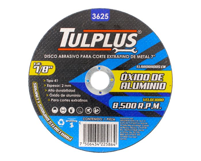 Disco abrasivo 7" x 2 mm para corte extra fino de metal 3625 Tulplus
