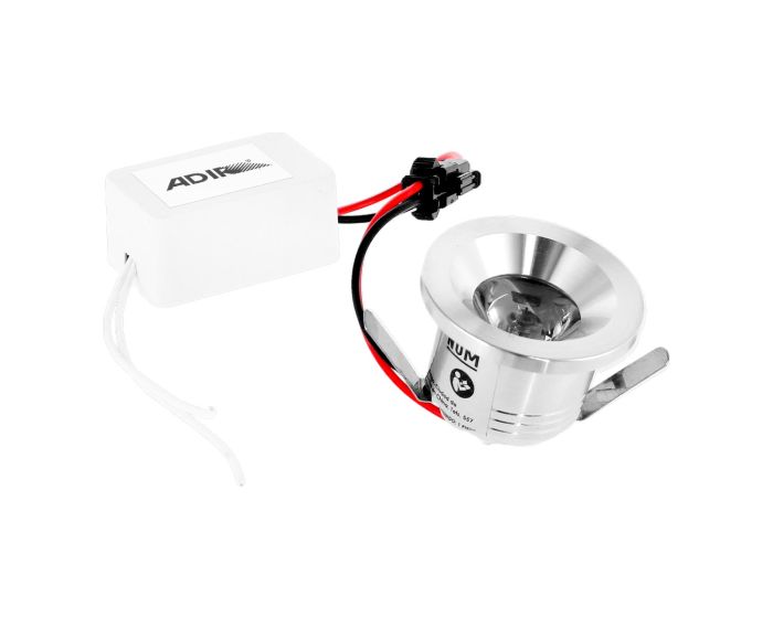 Micro empotrado de LED circular marco plata 3 W Luz cálida 6353 Adir