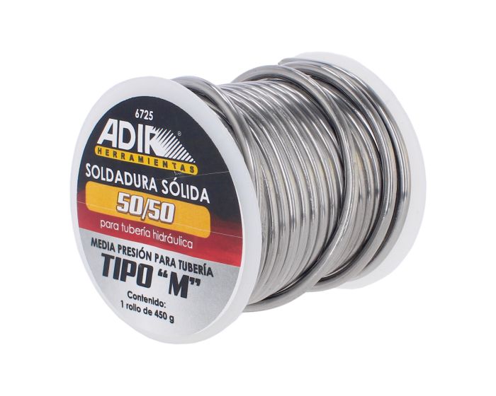 Soldadura sólida 50 / 50 para tubería hidráulica 450 gr 6725 Adir
